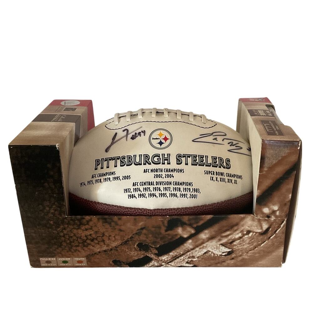 Pittsburgh Steelers Signed Football – LaMarr Woodley & Teammates w/ Box